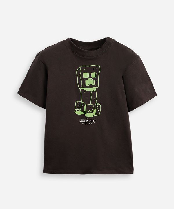 camiseta de algodão infantil manga curta minecraft cinza 12