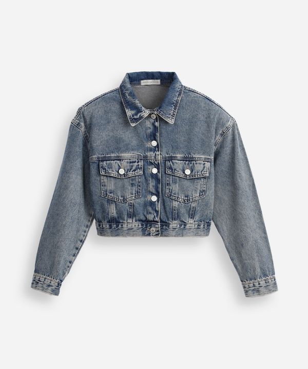 jaqueta jeans juvenil cropped azul 16