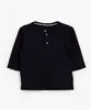 camiseta infantil de malha texturizada manga longa azul marinho 6-9