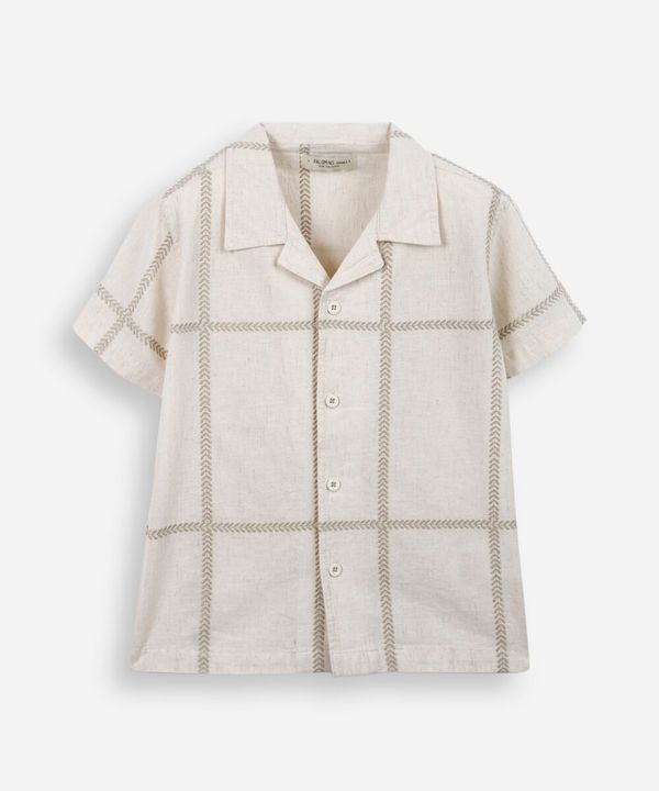 camisa infantil com linho bordada bege 12