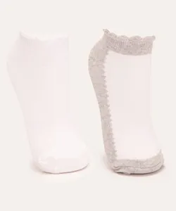 kit de 2 pares de meias infantis soquete cinza claro 34-37
