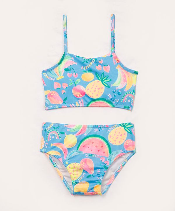 biquíni infantil halter neck frutas proteção uv azul 10