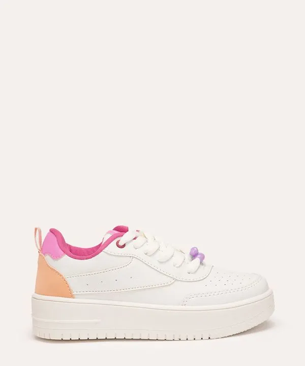 tênis infantil casual com miçanga branco 30