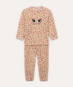 pijama de pelucia infantil oncinha bege 6