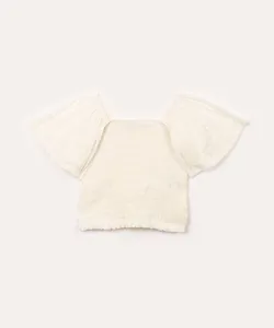 blusa cropped infantil de lastex manga babado off white 12