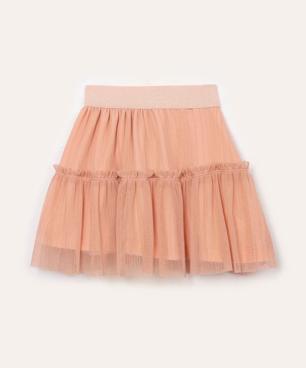 saia de tule infantil com brilho rosa 3