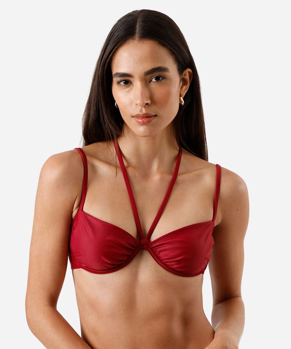 biquíni top meia taça feminino franzido vinho G