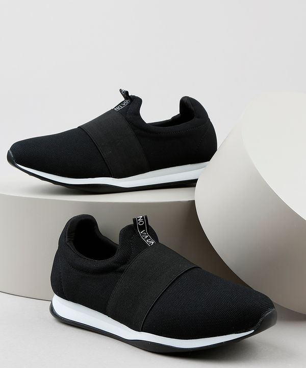 Tênis Feminino Via Uno Knit Esportivo com Elástico Preta 36