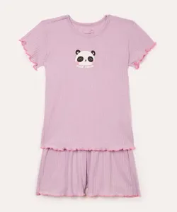 pijama infantil curto cute panda lilás 10