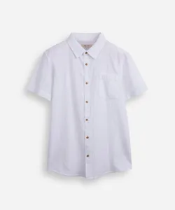 camisa juvenil de algodão com bolso texturizada branca 12