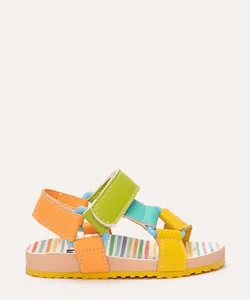sandália infantil papete tiras com velcro mooui colorido 22