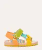 sandália infantil papete tiras com velcro mooui colorido 24