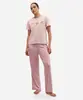 pijama feminino manga curta listrado rosa PP