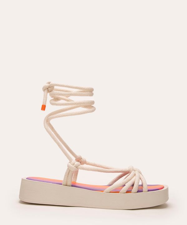sandália flatform lace up corda + via mia off white 36
