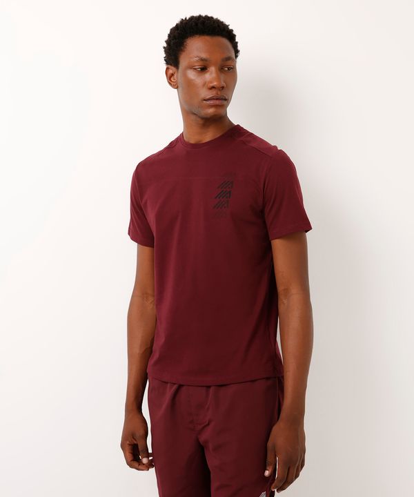 camiseta esportiva de algodão raglan vinho P