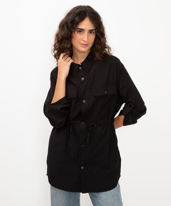 parka alongada de viscose preta PP