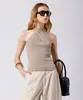blusa feminina de tricot halterneck canelada mindset bege G