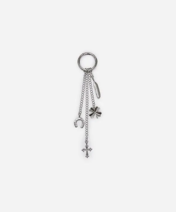 chaveiro bag charm em metal mix de pingentes yan acioli prateado UNICO