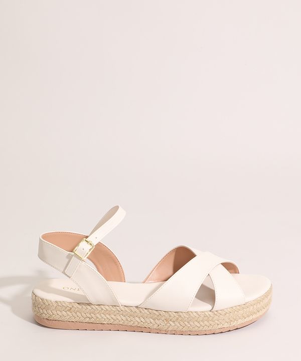 Sandália Feminina Flatform Salto Baixo com Corda Oneself Off White 38