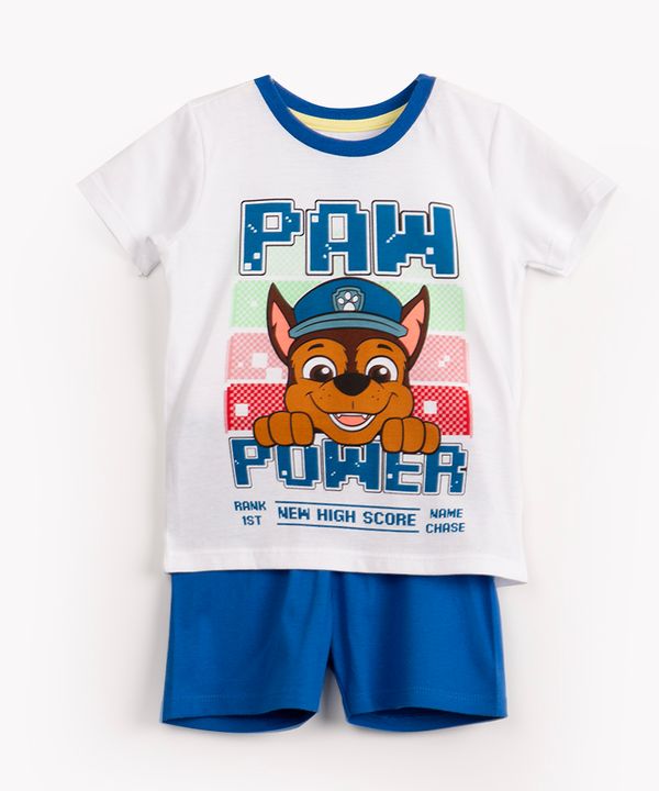pijama de algodão infantil patrulha canina manga curta off white 5