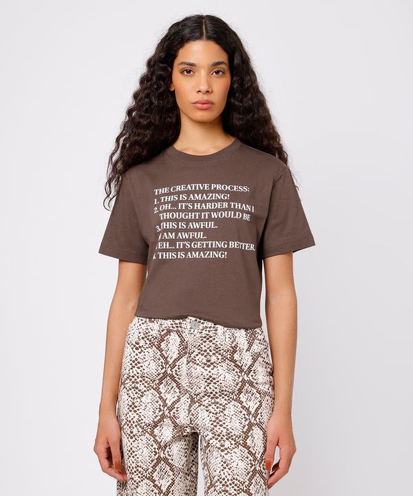 camiseta feminina de algodão estampada mindset marrom M