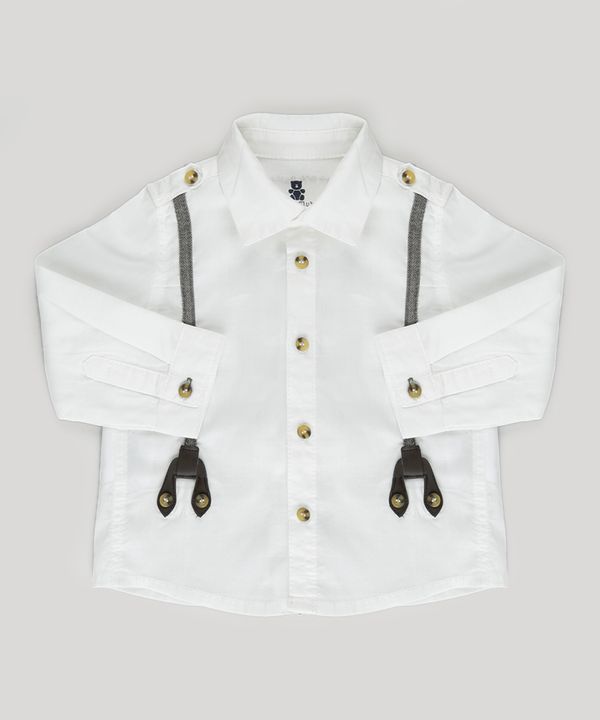 Camisa com Suspensório Off White 6-9