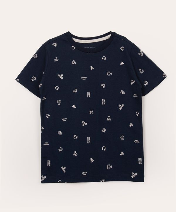 camiseta infantil de algodão games azul marinho 4