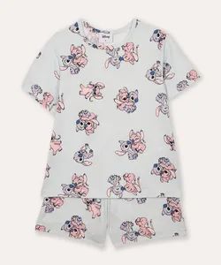 pijama curto infantil stitch e angel azul 2