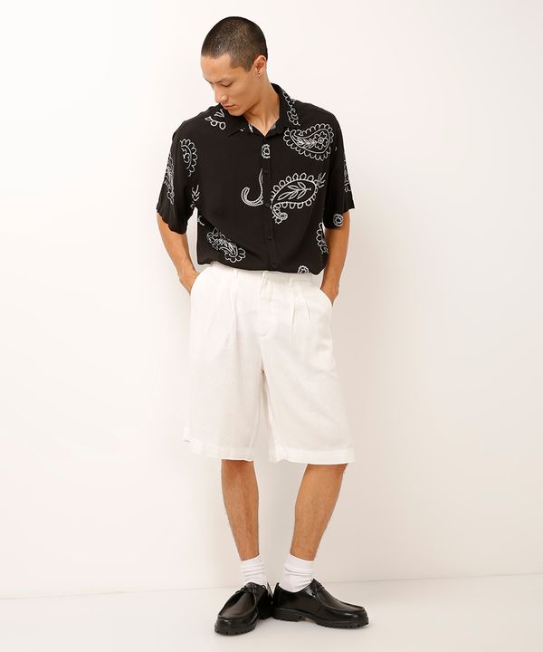 bermuda baggy com linho branca 46