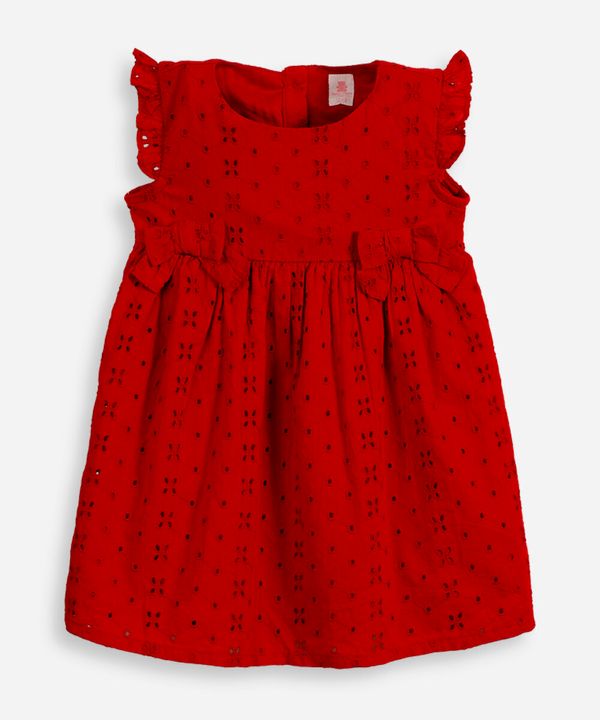 vestido infantil de laise com laços vermelho 12-18