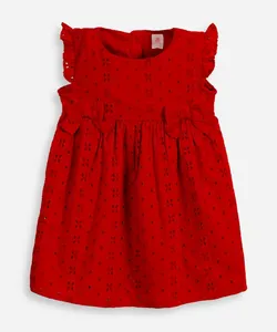 vestido infantil de laise com laços vermelho 3-6