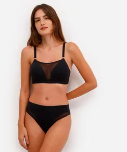 calcinha biquíni feminina com tule cintura alta preta GG