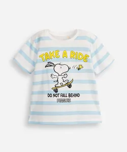camiseta de algodão infantil snoopy listrada off white 2