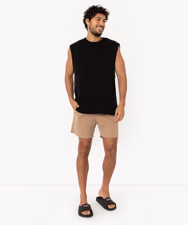 short cós elástico com cordão bege - camelo P