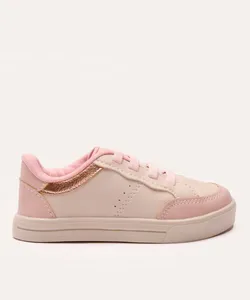 tênis casual infantil com recortes rosa 24