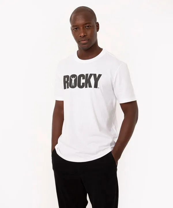 camiseta de algodão rocky balboa manga curta branca G