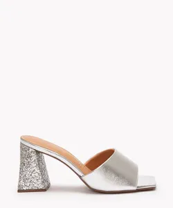tamanco glitter salto alto vizzano prata 39