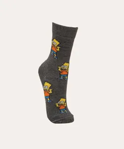 meia cano alto divertida bart simpsons multicor 30-33