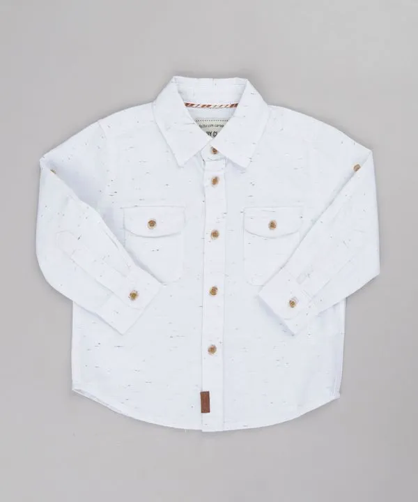 Camisa Infantil com Bolsos Manga Longa Off White 1