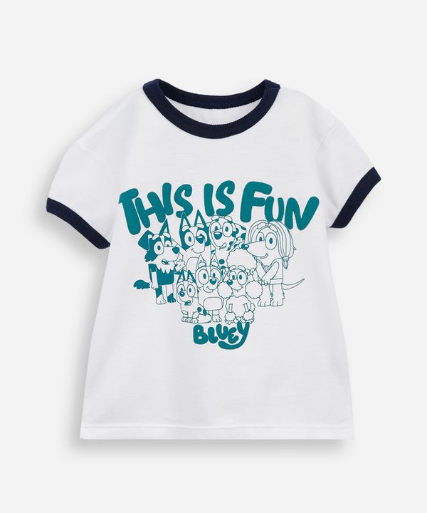 camiseta infantil de algodão bluey off white 5