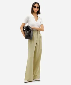 calça feminina wide alfaiataria verde 46