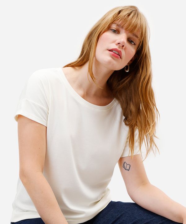 blusa feminina de algodão peruano manga curta off white M