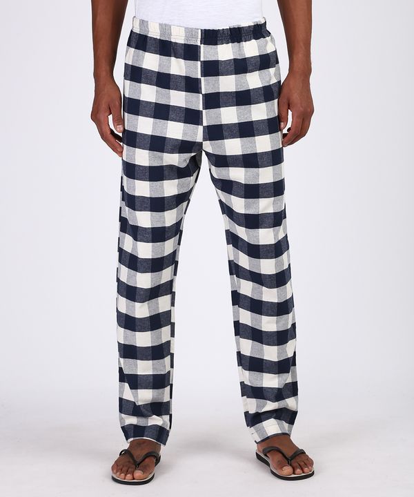 Calça de Pijama Masculina em Flanela Estampada Xadrez com Bolso Azul Marinho GG