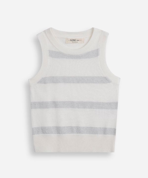 regata infantil de tricot com lurex listrada off white 10