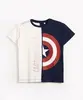 camiseta infantil de algodão manga curta capitão américa azul marinho 6