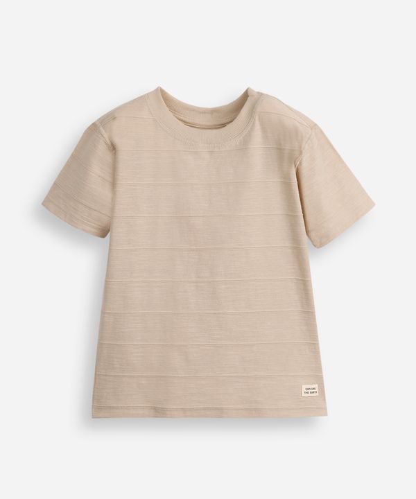 camiseta de algodão infantil básica texturizada bege 8