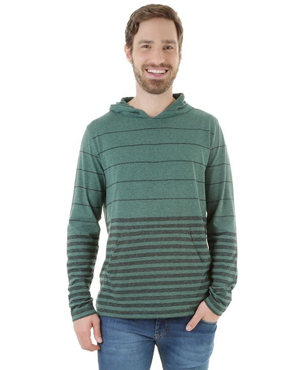 Camiseta Listrada com Capuz Verde Militar M