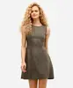 vestido curto feminino de suede com recortes verde M