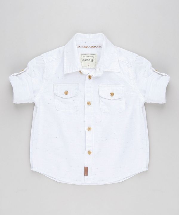 Camisa Infantil com Bolsos Manga Longa Off White 1