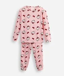 pijama longo infantil hello kitty rosa 12